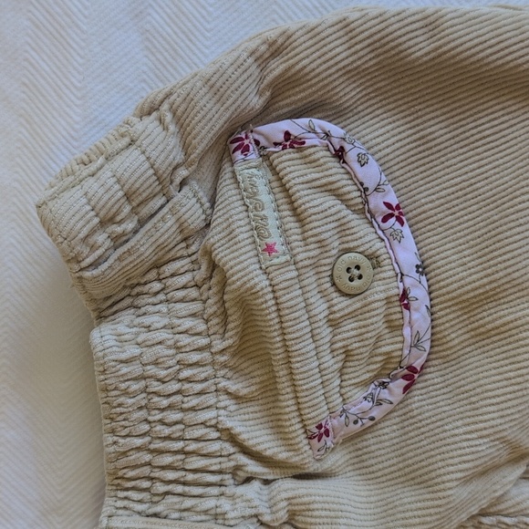 old navy beige cotton corduroy cargo pants with floral trim 2T toddler girls - Picture 7 of 11
